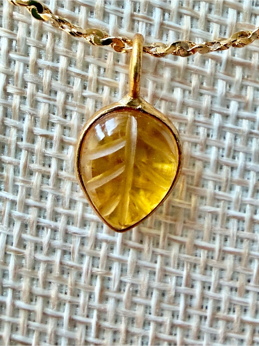 14K Gold-plated Leaf Citrine Pendant Necklace in Yellow